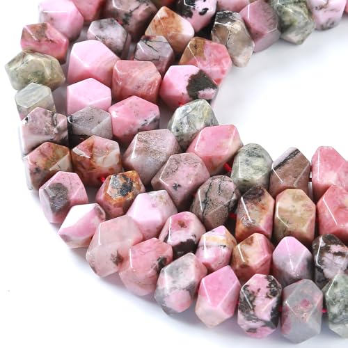 Rhodonit-Edelstein, Naturperlen, 38,1 cm, unregelmäßig, Spezialschliff-Steinperlen für Schmuckherstellung, Bastelarmband, 6 x 11 mm von jiejinyu