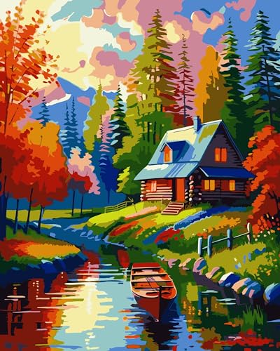 jieyisier DIY Malen nach Zahlen Erwachsene, Waldhäuschen Malen nach Zahlen für Anfänger auf Leinwand, Landschaft Ölmalerei Handwerk für Büro Heim Wanddekoration und Weihnachtsgeschenke 16x20 Zoll jieyisier DIY Malen nach Zahlen Erwachsene, Waldhäuschen Malen nach Zahlen für Anfänger auf Leinwand, Landschaft Ölmalerei Handwerk für Büro Heim Wanddekoration und Weihnachtsgeschenke 16x20 Zoll von jieyisier