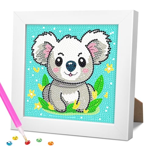 jieyisier Koala Diamond Painting Holzrahmen,Tiere Diamond Painting Erwachsene,Süß Diamant Painting Bilder,Feiertagsgeschenk mit schöner Geschenkbox 15x15 cm von jieyisier