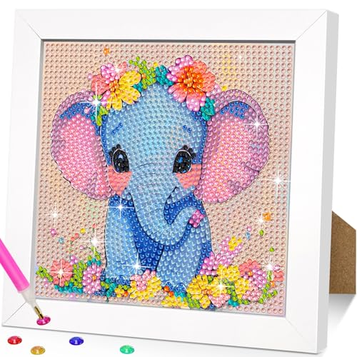 jieyisier Tiere Diamant Painting Bilder mit Holzrahmen,Elefant Diamond Painting Set,5D Arts Craft für Home Wand Decor 6x6 Zoll jieyisier Tiere Diamant Painting Bilder mit Holzrahmen,Elefant Diamond Painting Set,5D Arts Craft für Home Wand Decor 6x6 Zoll von jieyisier
