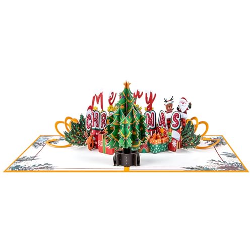 Einzigartige 3D-Festival-Baumkarten, feierliche 3D-Weihnachtsbaum-Grußkarte, einfach zu falten und zu schreiben, Papierkarten-Anhänger von jiingekk