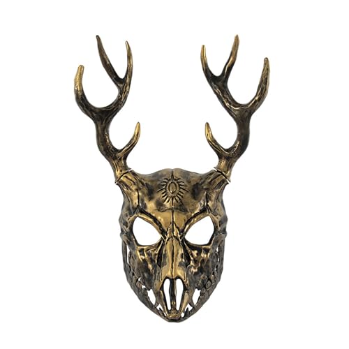 Geweih Halloween-Kostüm Rentier Hirschkopf Maskerade Vollgesicht für Party Karneval von jiingekk