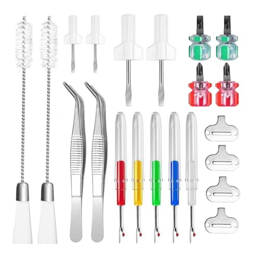 Nähmaschinen-Reparaturwerkzeug für Maschinenreparatur mit Pinzette, Doppelkopf-Bürste, Schraubendreher, Nahttrenner, 21 Stück Nähmaschinen-Reparaturwerkzeug für Maschinenreparatur mit Pinzette, Doppelkopf-Bürste, Schraubendreher, Nahttrenner, 21 Stück von jiingekk