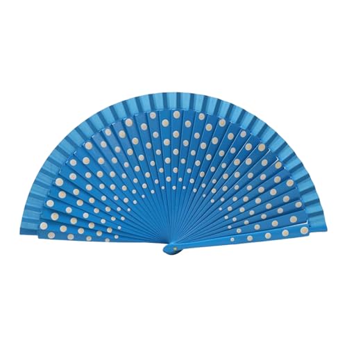 jiingekk Faltbarer Fächer, Flamenco, spanisches Holz, Punktemuster, modern, klassisch, Vintage, Handfächer für Tanz, Perfornamnces Party, Himmelblau und Weiß jiingekk Faltbarer Fächer, Flamenco, spanisches Holz, Punktemuster, modern, klassisch, Vintage, Handfächer für Tanz, Perfornamnces Party, Himmelblau und Weiß von jiingekk