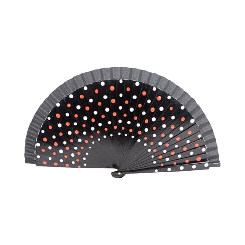 jiingekk Faltbarer Fächer, Flamenco, spanisches Holz, Punktemuster, modern, klassisch, Vintage, Handfächer für Tanz, Perfornamnces Party, Schwarz Rot und Weiß jiingekk Faltbarer Fächer, Flamenco, spanisches Holz, Punktemuster, modern, klassisch, Vintage, Handfächer für Tanz, Perfornamnces Party, Schwarz Rot und Weiß von jiingekk