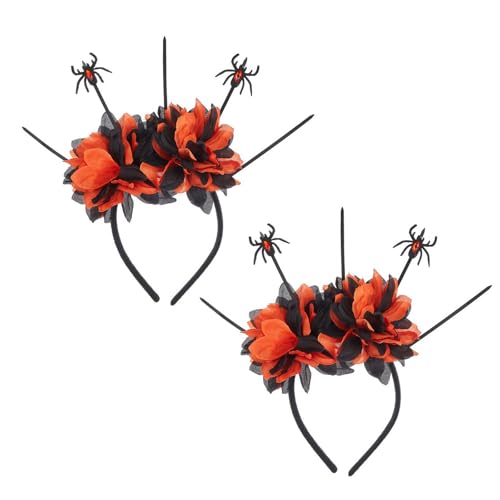 jiingekk Haarreif mit Blumenmotiv für Festivals, Halloween, Cosplay, mit langem schwarzem Haarschmuck, Dekorationen für Partys von jiingekk
