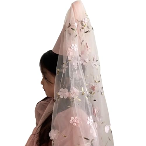 jiingekk Handgefertigter Geburtstagsparty-Hut mit besticktem Blumenschleier für Hochzeitsfeiern, Haar-Accessoire, Partyhut von jiingekk
