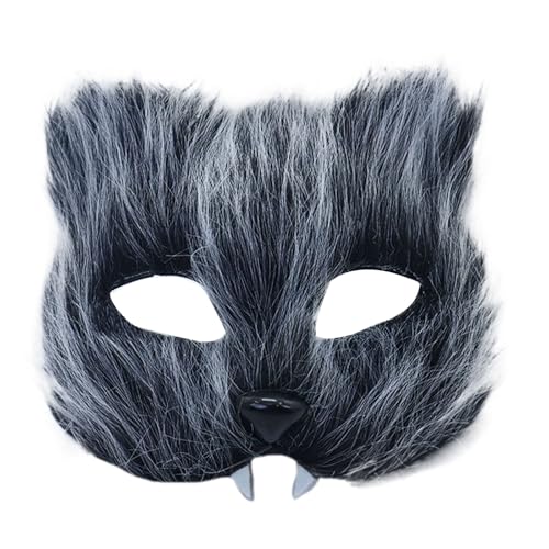 jiingekk Katzen mit Zähnen, pelziges Halbgesichts-Maskerade-Kostüm, Brillen, bequemes Tragen für Männer und Frauen, Halloween, Cosplay, Party jiingekk Katzen mit Zähnen, pelziges Halbgesichts-Maskerade-Kostüm, Brillen, bequemes Tragen für Männer und Frauen, Halloween, Cosplay, Party von jiingekk