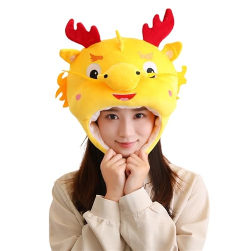 jiingekk Lustiger Drachenhut für Erwachsene, Maskottchen, Plüschhut, Winter, warm, Party-Kappe, chinesisches Neujahr, Party-Zubehör, Bühnenrequisiten, Neujahrsrequisiten jiingekk Lustiger Drachenhut für Erwachsene, Maskottchen, Plüschhut, Winter, warm, Party-Kappe, chinesisches Neujahr, Party-Zubehör, Bühnenrequisiten, Neujahrsrequisiten von jiingekk