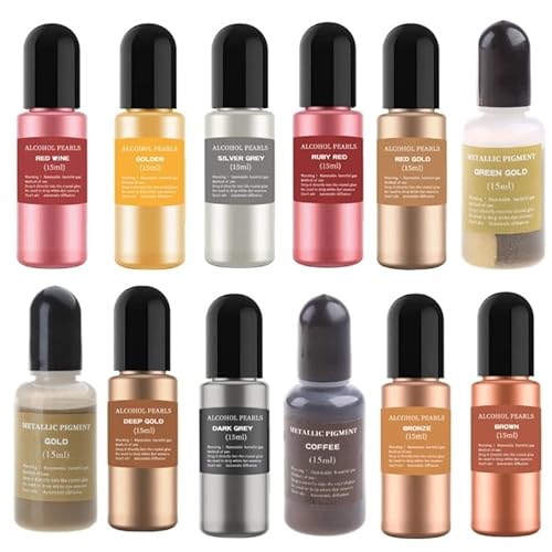 jiingekk Metallic-Pigmentharzfarbe auf Alkoholbasis, konzentrierte Farbe, Epoxidharz, Farbstoff, Kunstharz, Gießen, Handwerk, 15 ml von jiingekk