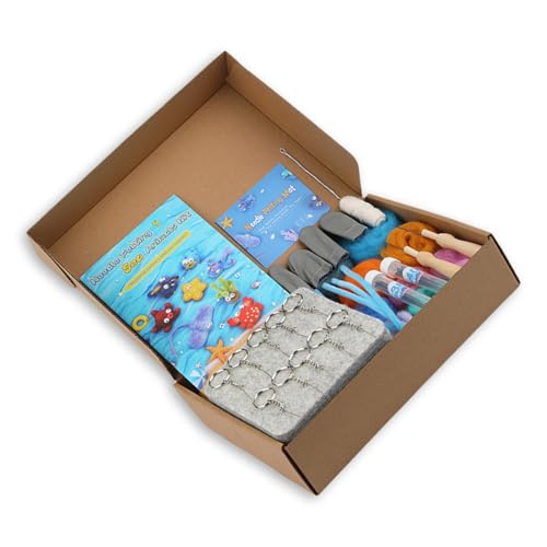 jiingekk Nadelfilz-Set mit Meerestier-Motiv, mit Anleitung (evtl. nicht in deutscher Sprache), Nadelfilzpad, Filznadel für Anfänger von jiingekk