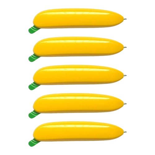 jiingekk Realistischer Kugelschreiber in Bananenform, einziehbar, glatt zu schreiben, Strumpffüller für Schüler, Schreiben, Notizen, 5 Stück von jiingekk