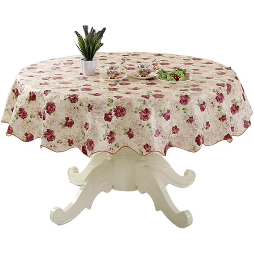 jiingekk Strapazierfähige, runde PVC-Tischdecke mit Blumen-Design, ölbeständig und wasserabweisend, für Esstische, sichere Passform jiingekk Strapazierfähige, runde PVC-Tischdecke mit Blumen-Design, ölbeständig und wasserabweisend, für Esstische, sichere Passform von jiingekk