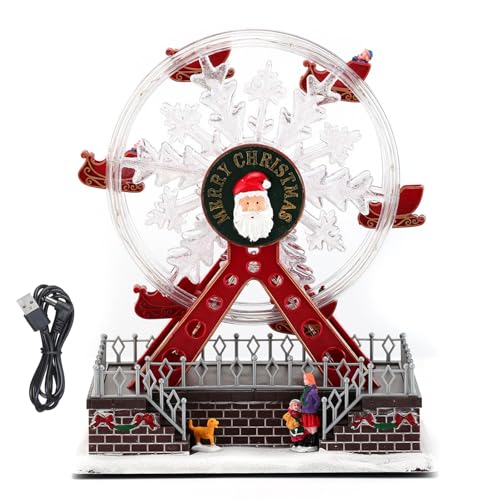 jiingekk Weihnachtliche rotierende LED-Spieluhr mit Skywheel-Motiv, mit klarem Sound, USB-Kabel für Urlaub, Party, Dekoration, kinderfreundliche LED-Risrad-Spieluhr von jiingekk