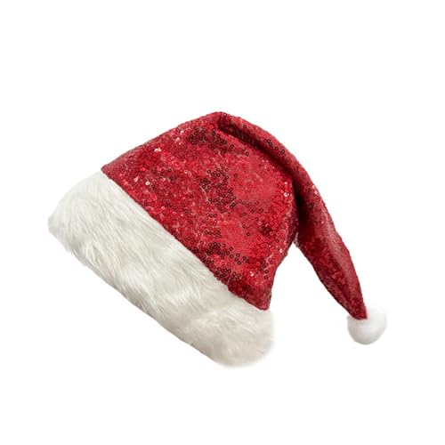 jiingekk Weihnachtsmütze mit Pailletten, Weihnachtsmannmütze, Weihnachtsmannmütze, Kopfbedeckung, Weihnachtsmütze mit Pailletten jiingekk Weihnachtsmütze mit Pailletten, Weihnachtsmannmütze, Weihnachtsmannmütze, Kopfbedeckung, Weihnachtsmütze mit Pailletten von jiingekk