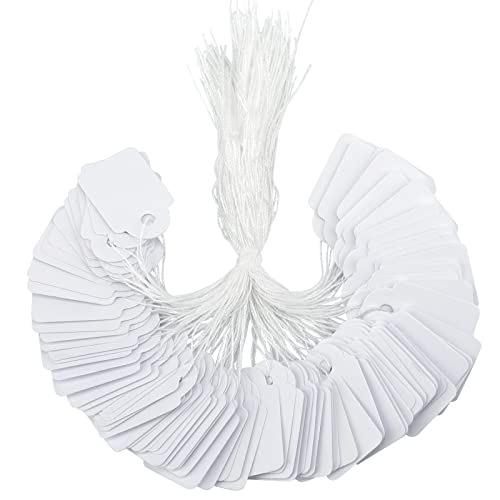 jijAcraft 500 Stück Preisschilder Kleinen Hängeetiketten Markierungsetiketten mit Faden, 15mm*24mm, für Schmuck Display von jijAcraft