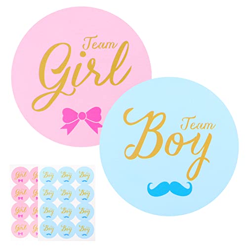 jijAcraft Geschlecht Offenbaren Aufkleber 96 Stück Team Boy Team Girl Stickers Etiketten 5CM, für Gender Reveal Party Babyparty Dekorationen (48Stk. Boy + 48Stk. Girl) von jijAcraft