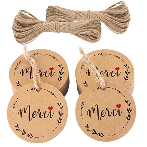 Geschenkanhänger Kraftpapier Anhänger Etiketten"MERCI" von jijAcraft