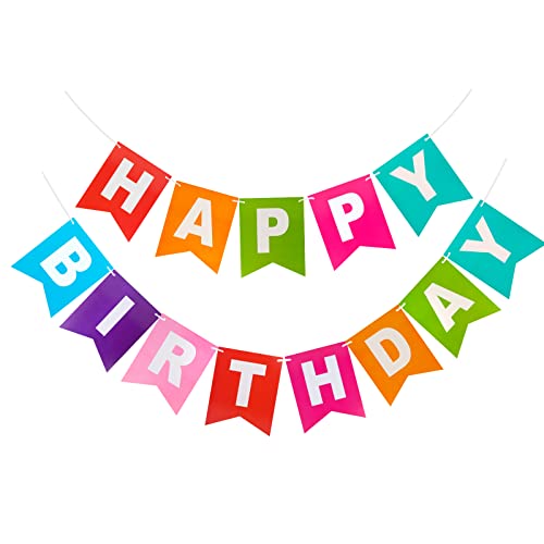 jijAcraft Happy Birthday Girlande Banner Bunt Geburtstag Deco aus Papierkarte, für Geburtstagsfeier Dekoration Kinder und Erwachsene von jijAcraft