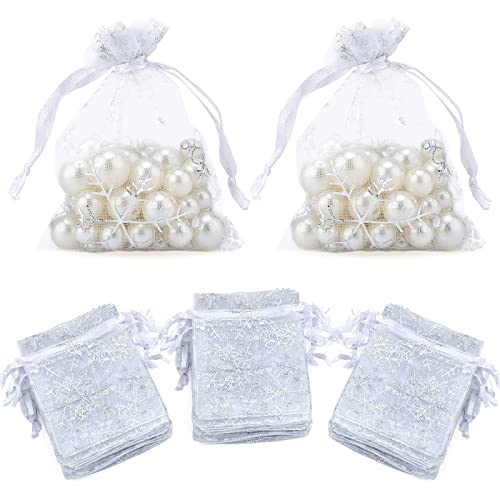 jijAcraft Organza-Beutel mit Schneeflocken, 7 x 9 cm organzasäckchen, 100 Stück Organza-Geschenkbeutel mit Kordelzug für Weihnachten, Hochzeit, Schmuck Beutel jijAcraft Organza-Beutel mit Schneeflocken, 7 x 9 cm organzasäckchen, 100 Stück Organza-Geschenkbeutel mit Kordelzug für Weihnachten, Hochzeit, Schmuck Beutel von jijAcraft