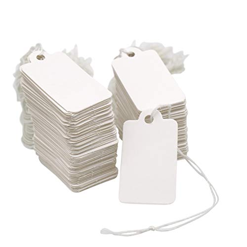 Preisschilder Hängeetiketten Markierungsetiketten mit Faden (500 Stück Weiß, 25mm*45mm) von jijAcraft