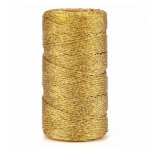 jijAcraft 1,5mm Gold Schnur, Kordel Gold Metallic, 100M Goldfaden DIY Bastelschnur für Weihnachten Dekoration, DIY Basteln, Geschenkverpackung von jijAcraft