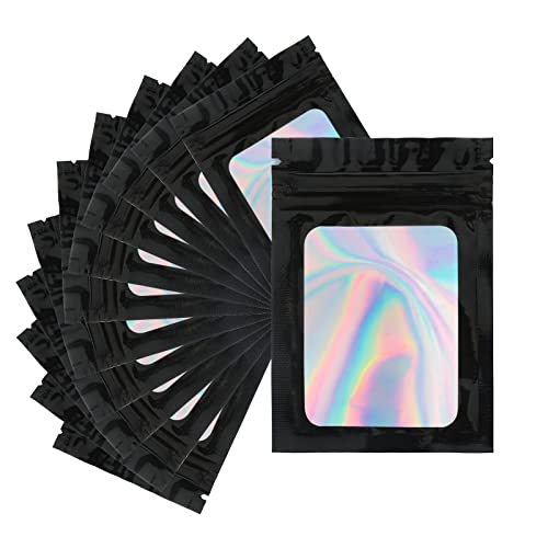 jijAcraft 10 x 7 CM Klein Mylar Beutel, Schwarz Zip Beutel Geschenk, 100 Stück Holografische Folienbeutel mit Verschluss, Mylar Druckverschlussbeutel mit Fenster für Schmuck, Geschenk jijAcraft 10 x 7 CM Klein Mylar Beutel, Schwarz Zip Beutel Geschenk, 100 Stück Holografische Folienbeutel mit Verschluss, Mylar Druckverschlussbeutel mit Fenster für Schmuck, Geschenk von jijAcraft