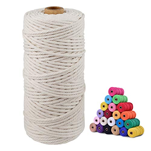 jijAcraft 100M Bäcker Bindfäden, Beige Baumwollschnur 3mm, Baumwoll-Garn zum Küche, Bastelschnur, ideal für Binden von Fleisch, Wurst Machen, DIY, Handwerk, Boho-Dekor, Pflanzenaufhänger, Wandbehänge von jijAcraft