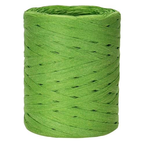 jijAcraft 200m Raffiabast Papierband Salbeigrün, Natur Papier Bänder Weihnachten, Bast Raffia Salbeigrün Papier Packschnur für Geschenkverpackung, Weben, Dekoration und Gärtnern von jijAcraft