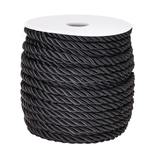 jijAcraft 5mm Dekorative Gedrehte Kordel Schwarz, 3-Lagiges Twisted Polyester-Schnurseil Für Wohnkultur, Kostüme Verschönern, Ehrenschnur, Geschenktüten Kordeln 20 Meters jijAcraft 5mm Dekorative Gedrehte Kordel Schwarz, 3-Lagiges Twisted Polyester-Schnurseil Für Wohnkultur, Kostüme Verschönern, Ehrenschnur, Geschenktüten Kordeln 20 Meters von jijAcraft