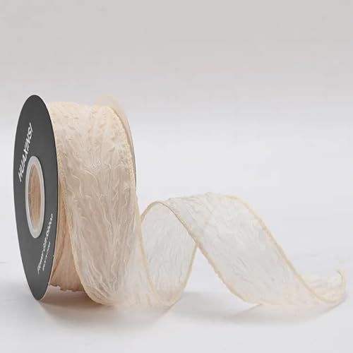 jijAcraft Aprikose 4cm Organzaband mit Falten: Schleifenband Hochzeit Organza Geschenkband zum Rosen 9m Transparentes Chiffon Band zum Schleifen für Basteln Geschenkverpackung Party von jijAcraft