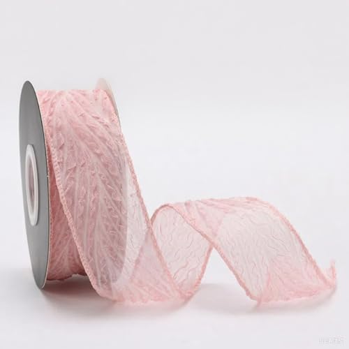 jijAcraft Babyrosa 4cm Organzaband mit Falten: Schleifenband Hochzeit Organza Geschenkband zum Rosen 9m Transparentes Chiffon Band zum Schleifen für Basteln Geschenkverpackung Party von jijAcraft