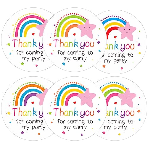 jijAcraft Danke Aufkleber Personalisierte, 60Stk Regenbogen mit Stern Thank You Sticker, 5 CM Bunt Selbstklebende Rund Geburtstagsaufkleber zum Verpacken von Geschenken, Geburtstag von jijAcraft