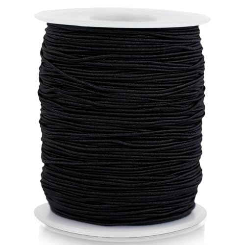 jijAcraft Elastische Faden 1mm x 100 m Perlenschnur Gummiband für Armbänder, Schmuckherstellung Schnur, Gummikordel Schwarz Stretch Bastelschnur, Schwarz Perlen Schnur Nylon Kordel für DIY Schmuck von jijAcraft