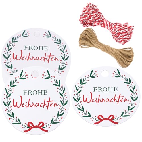 jijAcraft Frohe Weihnachten Anhänger, 100 Stück Geschenkanhänger Weihnachten, Rund Kraftpapier Etiketten Weiß 5 cm Papieranhänger zum für Adventskalende DIY Weihnachten Deko Geschenke Verpackung jijAcraft Frohe Weihnachten Anhänger, 100 Stück Geschenkanhänger Weihnachten, Rund Kraftpapier Etiketten Weiß 5 cm Papieranhänger zum für Adventskalende DIY Weihnachten Deko Geschenke Verpackung von jijAcraft