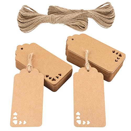 jijAcraft 100 Stück Geschenkanhänger Hochzeit, Braun Anhänger Kraftpapier Etiketten 9,5 x 4,5 CM, Anhängeetiketten mit Juteschnur, für Valentinstag, Hochzeit, Taufe, Weihnachten Geschenkverpackung jijAcraft 100 Stück Geschenkanhänger Hochzeit, Braun Anhänger Kraftpapier Etiketten 9,5 x 4,5 CM, Anhängeetiketten mit Juteschnur, für Valentinstag, Hochzeit, Taufe, Weihnachten Geschenkverpackung von jijAcraft