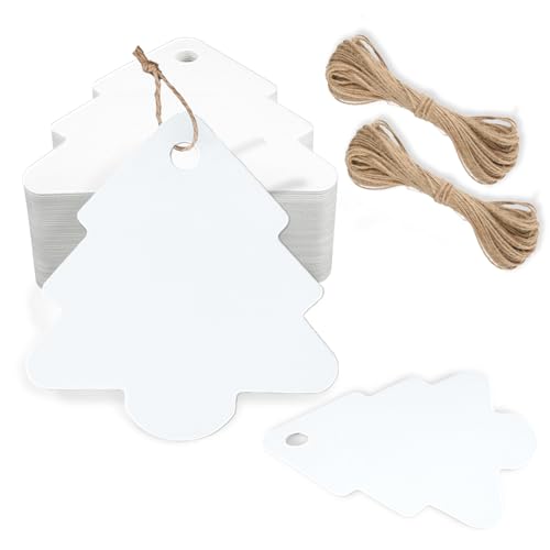 jijAcraft Geschenkanhänger Weihnachten, Anhänger Weihnachtsbaum Kraftpapier Etiketten, 100 Stück Weihnachtsbaum Anhänger mit Jute Schnur, für Adventskalender, Weihnachtsgeschenke Dekoration (Weiß) jijAcraft Geschenkanhänger Weihnachten, Anhänger Weihnachtsbaum Kraftpapier Etiketten, 100 Stück Weihnachtsbaum Anhänger mit Jute Schnur, für Adventskalender, Weihnachtsgeschenke Dekoration (Weiß) von jijAcraft