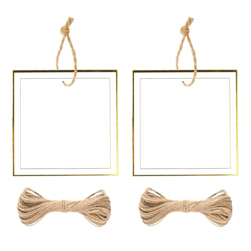 jijAcraft Geschenkanhänger mit Gold Kante Quadratischer: 6cm Weiß Papieranhänger zum Beschriften 100 Stück Kraftpapier Etiketten Tags mit Loch und Schnur für Hochzeit, Geburtstag, Weihnachten jijAcraft Geschenkanhänger mit Gold Kante Quadratischer: 6cm Weiß Papieranhänger zum Beschriften 100 Stück Kraftpapier Etiketten Tags mit Loch und Schnur für Hochzeit, Geburtstag, Weihnachten von jijAcraft