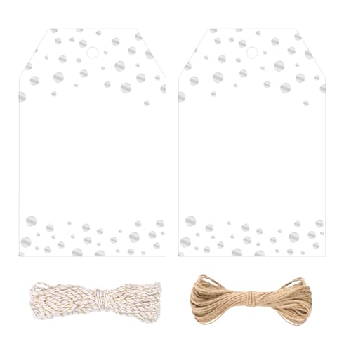jijAcraft Geschenkanhänger mit Silber Foil Punkte: 8,5x5,5cm Weiß Papieranhänger zum Beschriften 100 Stück Papier Etiketten mit Loch und Schnur für Geburtstag DIY Weihnachten Geschenk jijAcraft Geschenkanhänger mit Silber Foil Punkte: 8,5x5,5cm Weiß Papieranhänger zum Beschriften 100 Stück Papier Etiketten mit Loch und Schnur für Geburtstag DIY Weihnachten Geschenk von jijAcraft