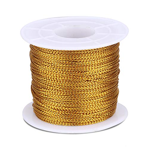 jijAcraft Gold Schnur Metallisch Kordel Metallic Cord 1mm*100M für Basteln, Geschenkverpackung, Weihnachts Dekoration (Gold) von jijAcraft