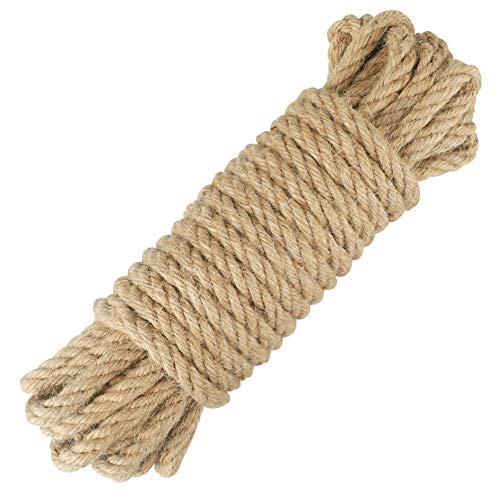 jijAcraft Hanfseil 10mm Dicke Jute Schnur, 10M Natur Juteseil Tau Seil, Garten Jute Tauwerk Handlaufseil Schiffstau Schnur für DIY, Haus Dekoration, Handwerk, Gartenarbeit, Kratzbaum von jijAcraft