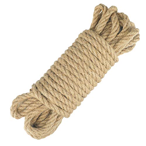 jijAcraft Hanfseil 8mm Dicke Jute Schnur, 10M Natur Juteseil Tau Seil, Garten Jute Tauwerk Handlaufseil Schiffstau Schnur für DIY, Haus Dekoration, Handwerk, Gartenarbeit, Kratzbaum von jijAcraft