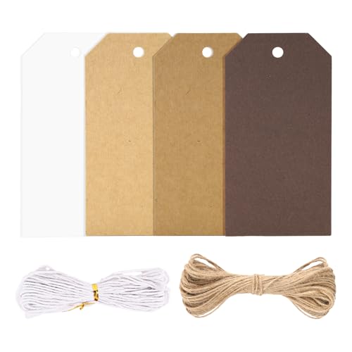 jijAcraft Kraftpapier Geschenkanhänger Braun Weiß: 5 x 10cm Blanko Papier Anhänger 120 Stück Papier Etiketten zum Beschriften Geschenkanhänger Tags mit Loch und Schnur für Party Geschenk jijAcraft Kraftpapier Geschenkanhänger Braun Weiß: 5 x 10cm Blanko Papier Anhänger 120 Stück Papier Etiketten zum Beschriften Geschenkanhänger Tags mit Loch und Schnur für Party Geschenk von jijAcraft