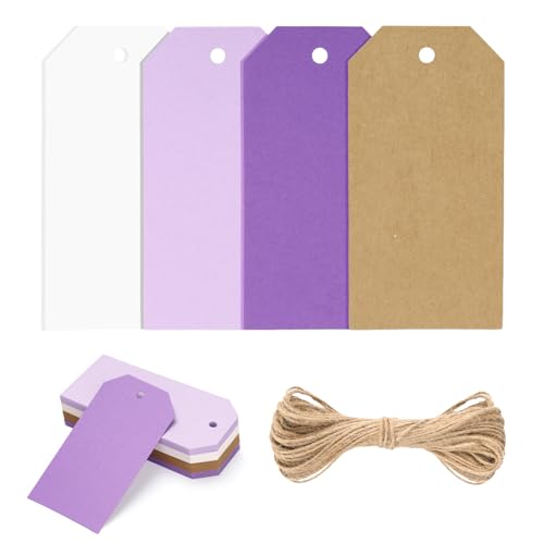 jijAcraft Lila Papier Geschenkanhänger Blanko: 5 x 10cm Kraftpapier Anhänger 60 Stück Papier Etiketten zum Beschriften Geschenkanhänger Tags mit Loch und Schnur für Party Geschenk jijAcraft Lila Papier Geschenkanhänger Blanko: 5 x 10cm Kraftpapier Anhänger 60 Stück Papier Etiketten zum Beschriften Geschenkanhänger Tags mit Loch und Schnur für Party Geschenk von jijAcraft