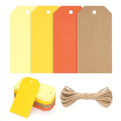 jijAcraft Orange Gelb Papier Geschenkanhänger: 5 x 10cm Blanko Kraftpapier Anhänger 60 Stück Papier Etiketten zum Beschriften Geschenkanhänger Tags mit Loch und Schnur für Party Geschenk jijAcraft Orange Gelb Papier Geschenkanhänger: 5 x 10cm Blanko Kraftpapier Anhänger 60 Stück Papier Etiketten zum Beschriften Geschenkanhänger Tags mit Loch und Schnur für Party Geschenk von jijAcraft