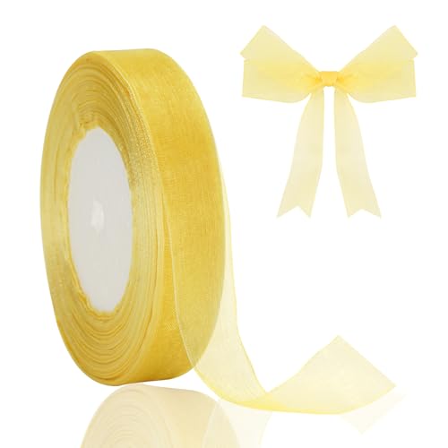 jijAcraft Organzaband Gold, 45M Organza Schleifenband Dekoband, 20mm Transparentes Chiffonband Geschenkband für Kuchen Geschenkverpackung, Hochzeit, Weihnachten, Taufe jijAcraft Organzaband Gold, 45M Organza Schleifenband Dekoband, 20mm Transparentes Chiffonband Geschenkband für Kuchen Geschenkverpackung, Hochzeit, Weihnachten, Taufe von jijAcraft