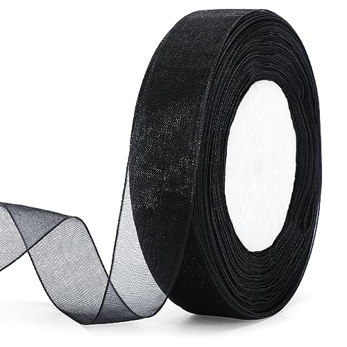 jijAcraft Organzaband Schwarz, 45M Organza Schleifenband Dekoband, 20mm Transparentes Chiffonband Geschenkband für Kuchen Geschenkverpackung, Hochzeit, Weihnachten, Taufe jijAcraft Organzaband Schwarz, 45M Organza Schleifenband Dekoband, 20mm Transparentes Chiffonband Geschenkband für Kuchen Geschenkverpackung, Hochzeit, Weihnachten, Taufe von jijAcraft