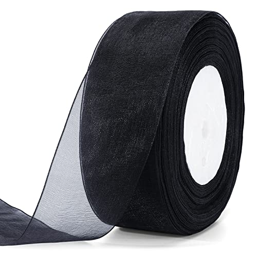 jijAcraft Organzaband Schwarz, 45M Organza Schleifenband Dekoband, 40mm Transparentes Chiffonband Geschenkband für Kuchen Geschenkverpackung, Hochzeit, Weihnachten, Taufe jijAcraft Organzaband Schwarz, 45M Organza Schleifenband Dekoband, 40mm Transparentes Chiffonband Geschenkband für Kuchen Geschenkverpackung, Hochzeit, Weihnachten, Taufe von jijAcraft