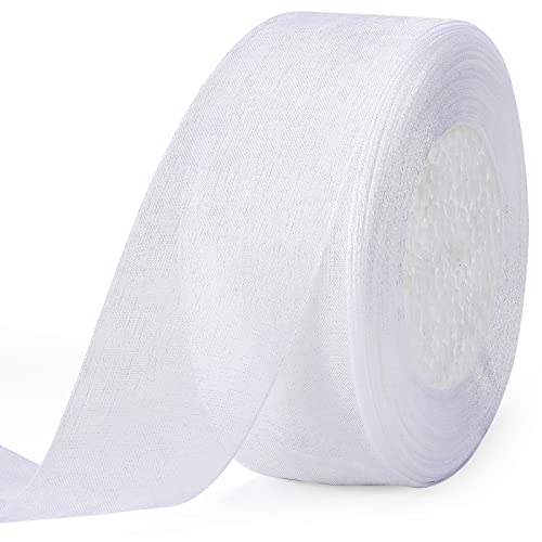 jijAcraft Organzaband Weiß, 45M Organza Schleifenband Dekoband, 40mm Transparentes Chiffonband Geschenkband für Kuchen Geschenkverpackung, Hochzeit, Weihnachten, Taufe jijAcraft Organzaband Weiß, 45M Organza Schleifenband Dekoband, 40mm Transparentes Chiffonband Geschenkband für Kuchen Geschenkverpackung, Hochzeit, Weihnachten, Taufe von jijAcraft