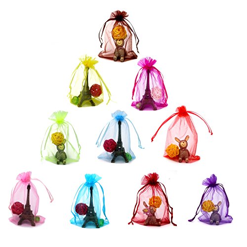 jijAcraft Groß Organzasäckchen 10 × 15CM, Bunt Organza Beutel, 100 Stück Organzasäckchen Geschenk, Organza Schmuckbeutel mit Kordelzug für Süßigkeiten, Geschenk von jijAcraft